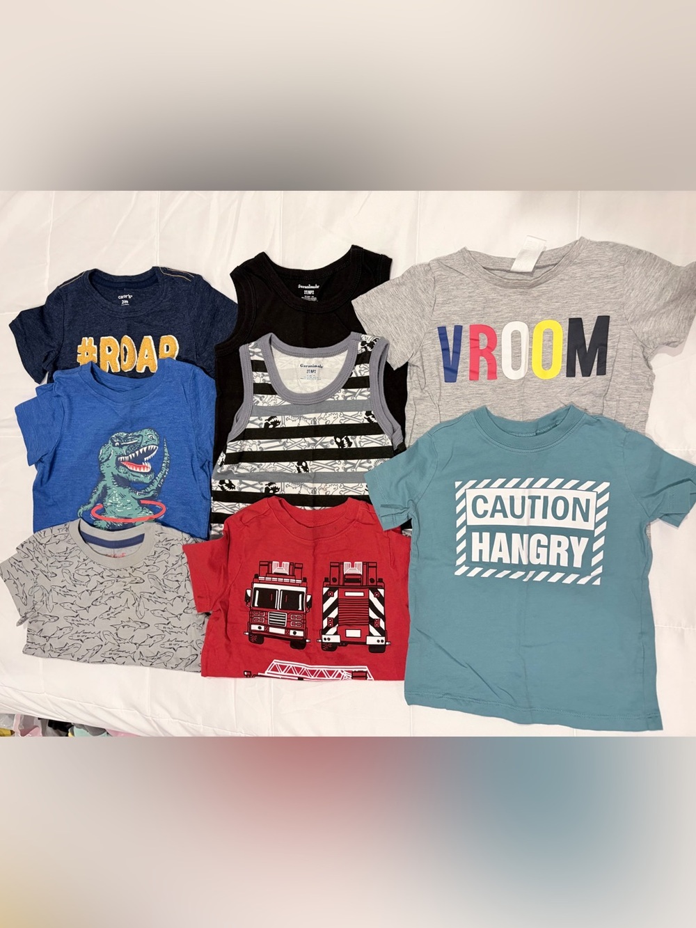 Toddler Boys Graphic Tank & Short Sleeve Shirt Bundle – Size 2T/24M – 8 Pieces